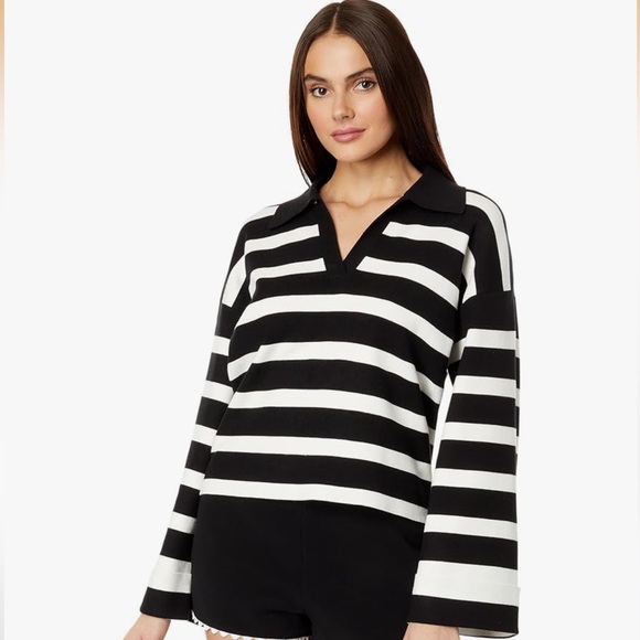 English Factory Tops - English Factory Striped Crop Sweater White/Black | M